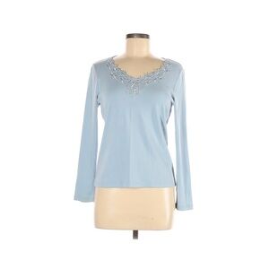 St. John's Bay Sky Blue Cotton Long Sleeve Top